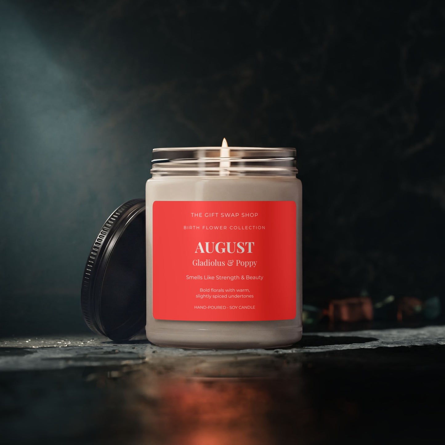 August Birth Flower Soy Candle — Gladiolus & Poppy (9oz)