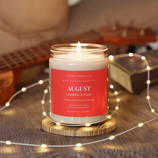 August Birth Flower Soy Candle — Gladiolus & Poppy (9oz)