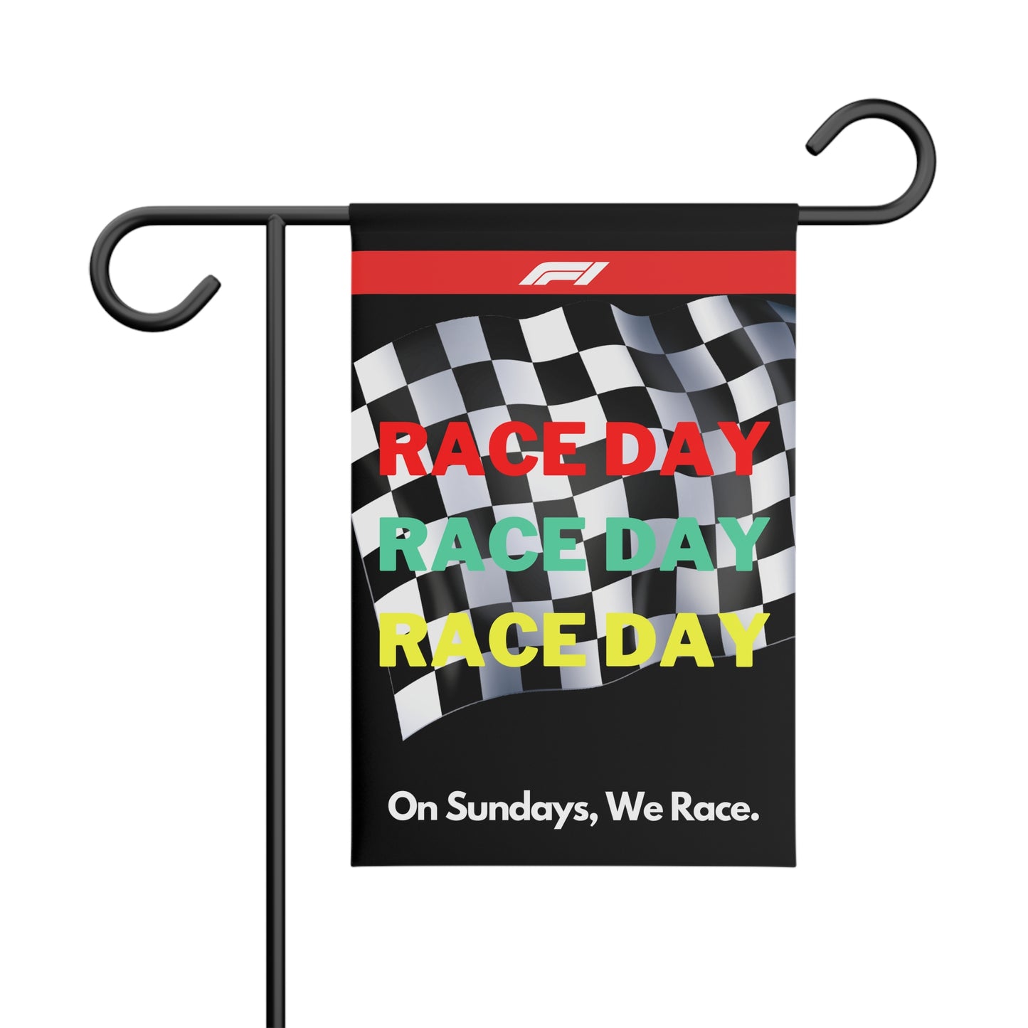 Formula 1 Race Day Checkered Flag Garden Banner — Formula 1 Yard Decor