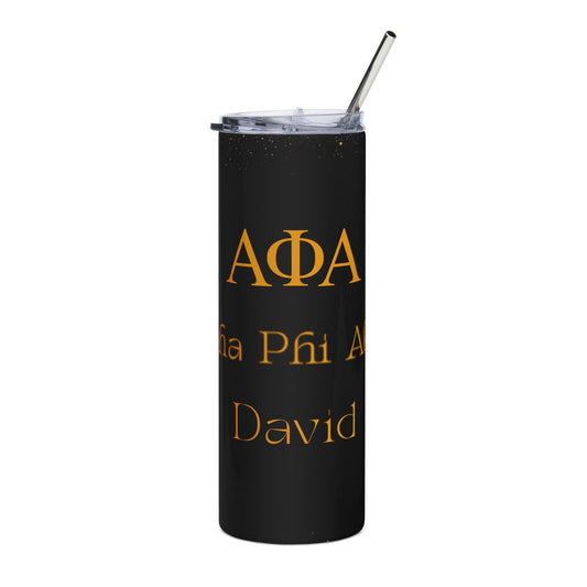 Alpha Phi Alpha Personalized Black & Gold Dust Tumbler | Black Greek Letter organizations | Sororities and Fraternities | 20oz Stainless Steel Tumbler