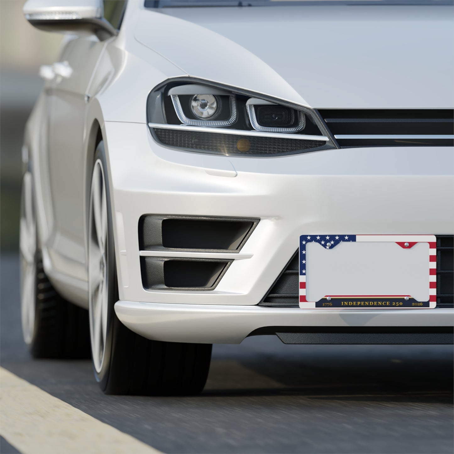 Independence 250 Stainless Metal License Plate Frame — Slim Brushed Steel Car Trim