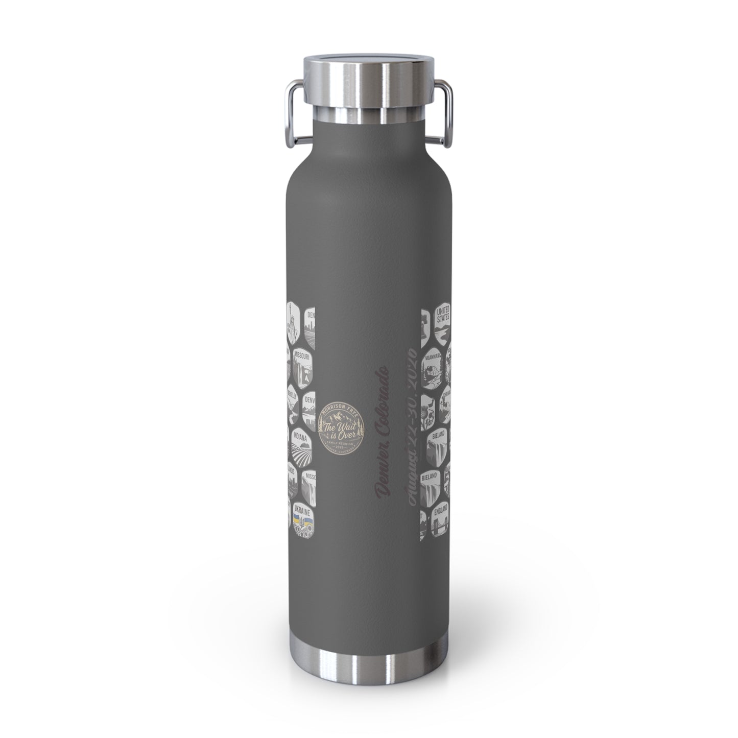 Morrison Frye Family Reunion 2026 Tumbler – “The Wait Is Over” | Custom Family Locations Edition Copper Vacuum Insulated Bottle, 22oz