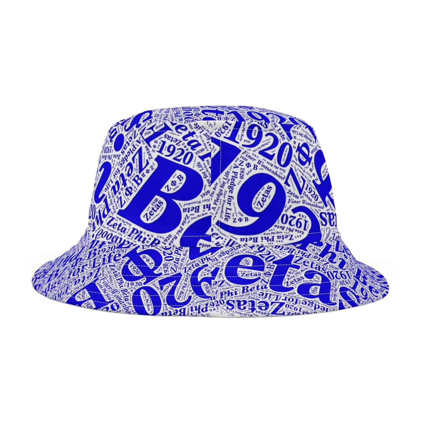 BGLO Collection Zeta Phi Beta (ZΦΒ)  Bucket Hat | Blue & White ZΦΒ Bucket Hat