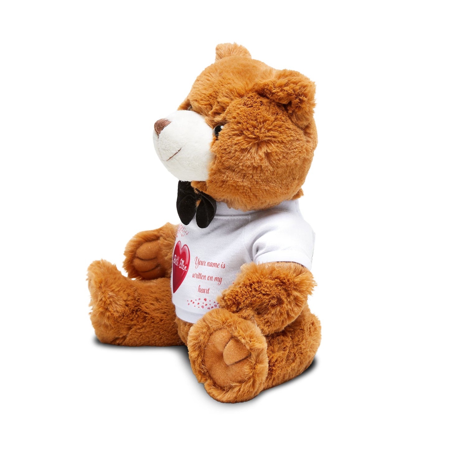 Heart Print Teddy Bear: Personalized Custom Name T-Shirt