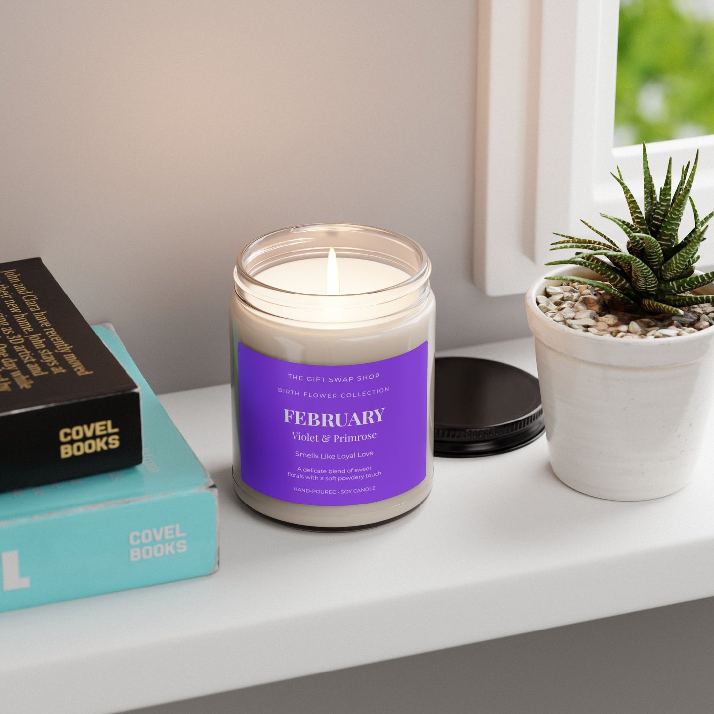 February Birth Flower Candle — Violet & Primrose Scented Soy (9oz)