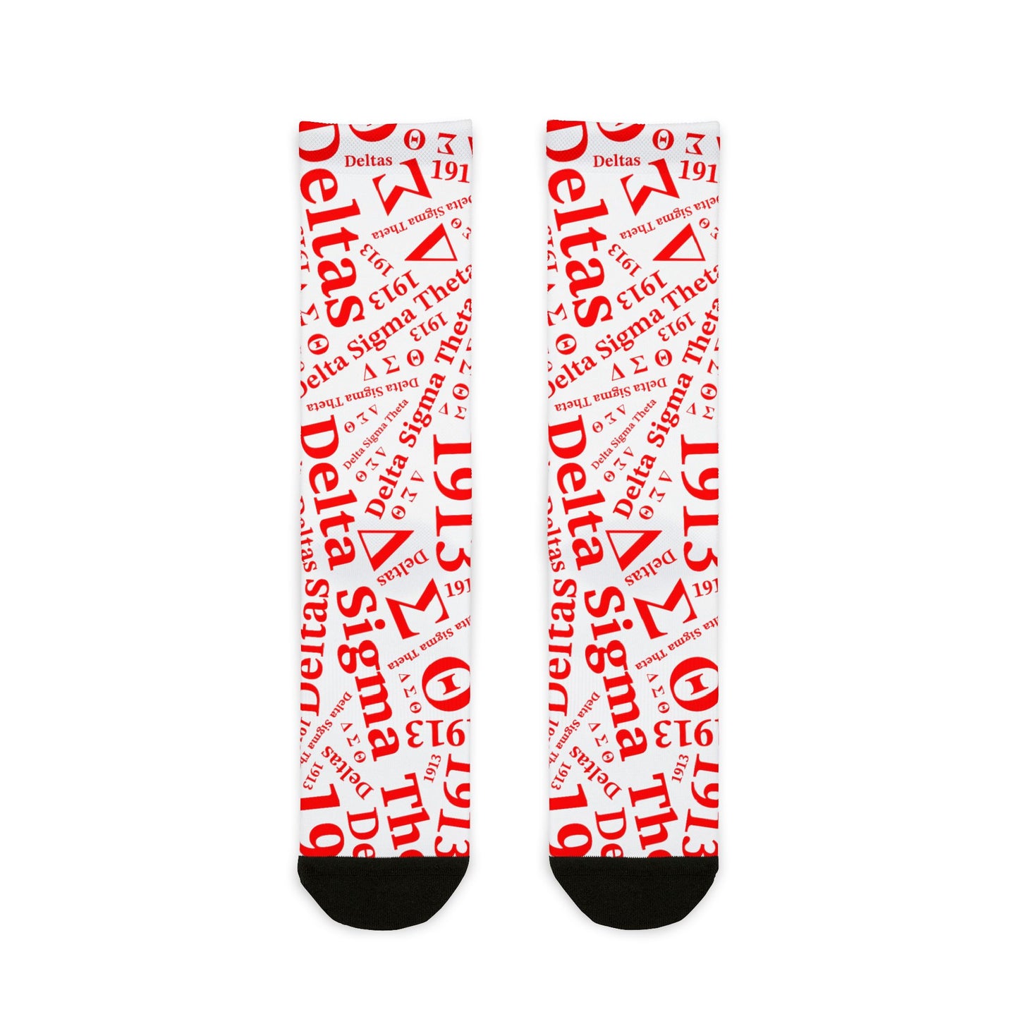 Delta Sigma Theta Greek Letters Pattern Crew Socks