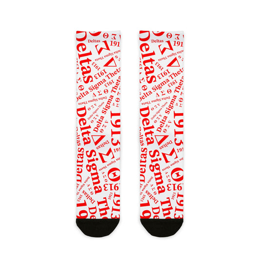 Delta Sigma Theta Greek Letters Pattern Crew Socks