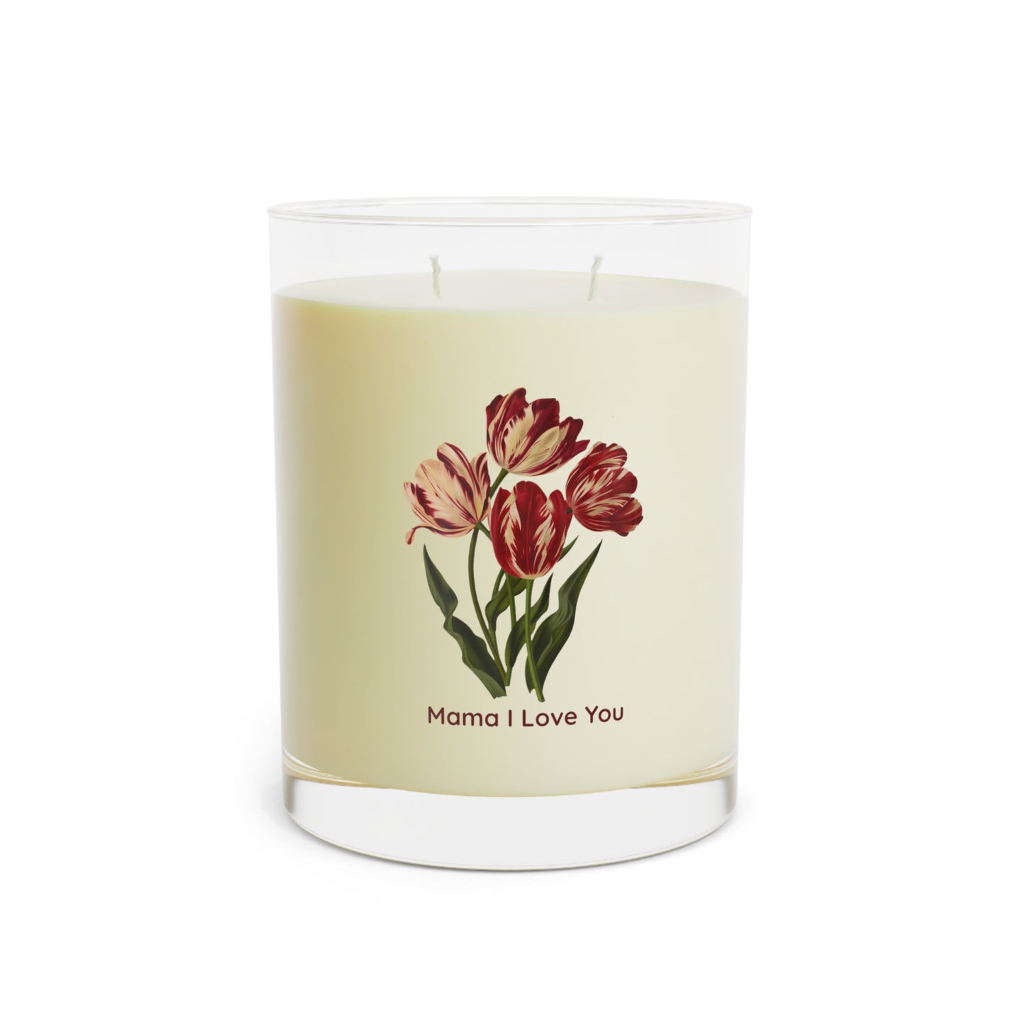 "Mother I Love You" Floral Scented Candle (Tulip Design) — 11oz Glass Jar