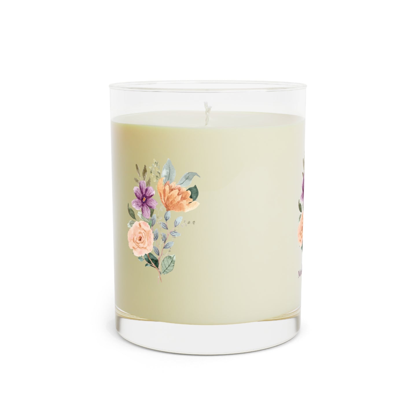 "Mom I Love You" Scented Candle — 11oz Glass Jar (Floral Bouquet Design)