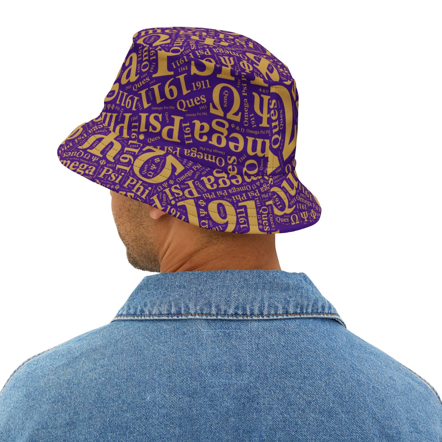 BGLO Collection Omega Psi Phi Purple & Gold Printed Bucket Hat | ΩΨΦ Bucket Hat