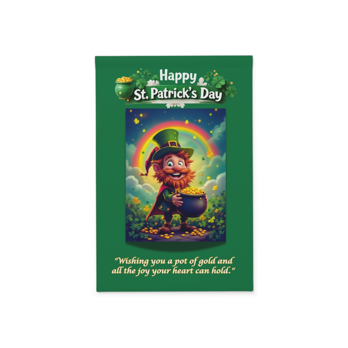 Happy St. Patrick's Day Leprechaun Garden Banner – Irish Proverb Yard Flag for Luck & Prosperity 