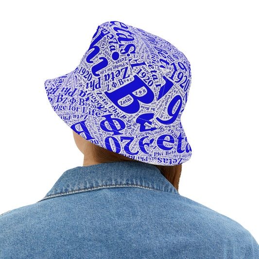 BGLO Collection Zeta Phi Beta (ZΦΒ)  Bucket Hat | Blue & White ZΦΒ Bucket Hat