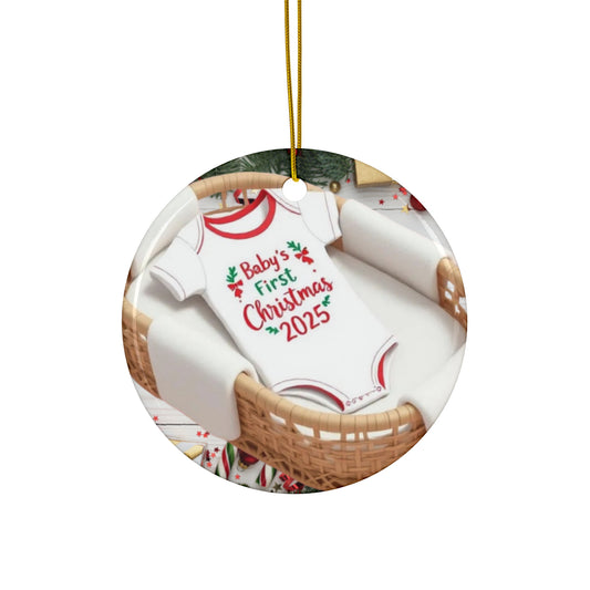 Baby's First Christmas 2025 Ceramic Ornament | Onesie Keepsake Gift