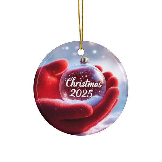 'Merry & Bright' 2025 Ceramic Christmas Ornament, Gift for Tree, 2025 Keepsake, Winter Decoration, Handcrafted Ceramic Ornament