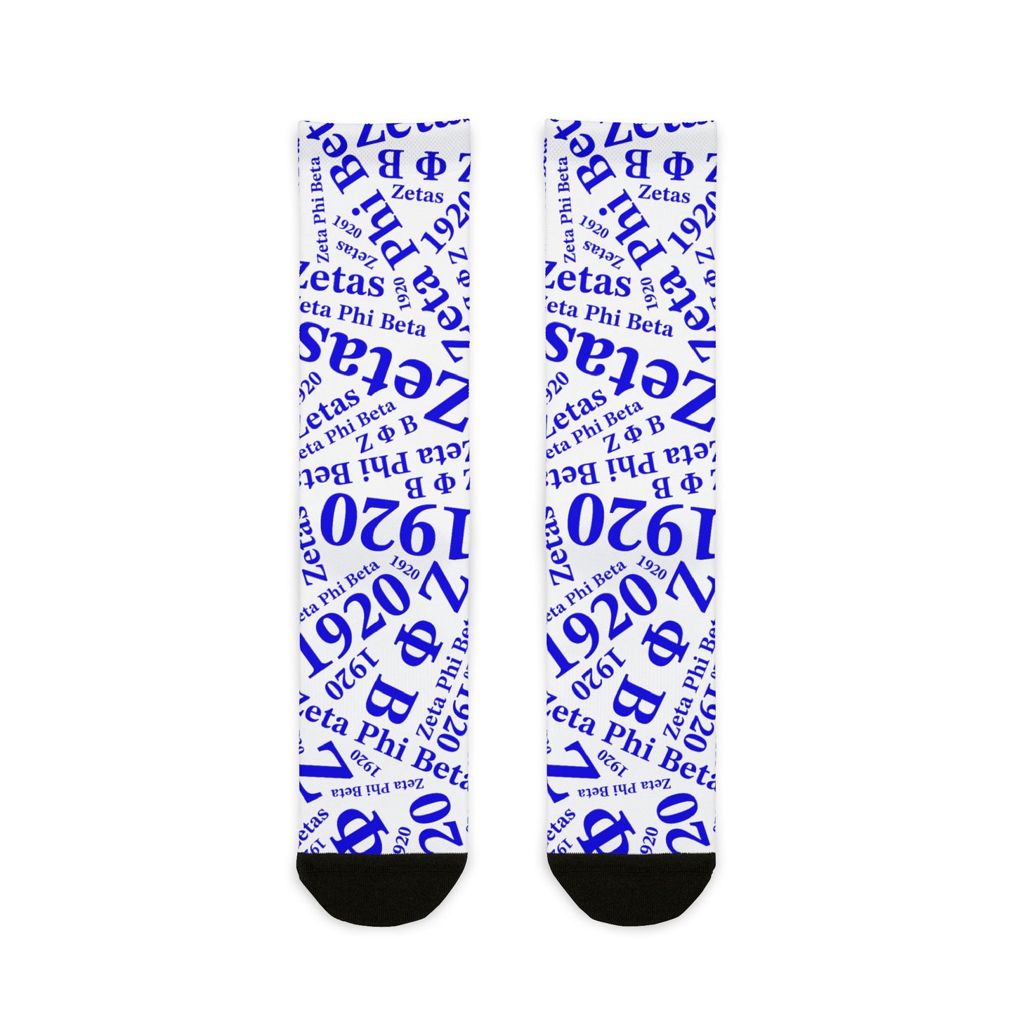 Zeta Phi Beta Crew Socks — Greek Letters Pattern Sorority Gift