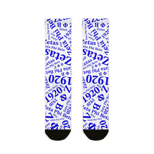 Zeta Phi Beta Crew Socks — Greek Letters Pattern Sorority Gift