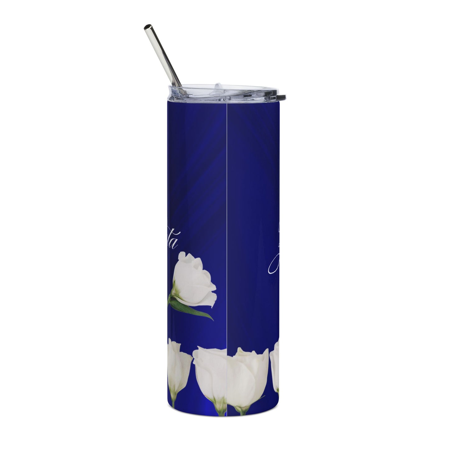 Zeta Phi Beta Sorority Personalized White Roses Tumbler | Black Greek Letter organizations | Sororities and Fraternities | 20oz Stainless Steel Tumbler