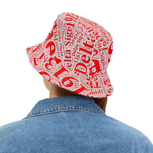 BGLO Collection Delta Sigma Theta (DST) Bucket Hat |  Delta Sigma Theta Sorority Diva Bucket Hat |  Red & White DST Bucket Hat
