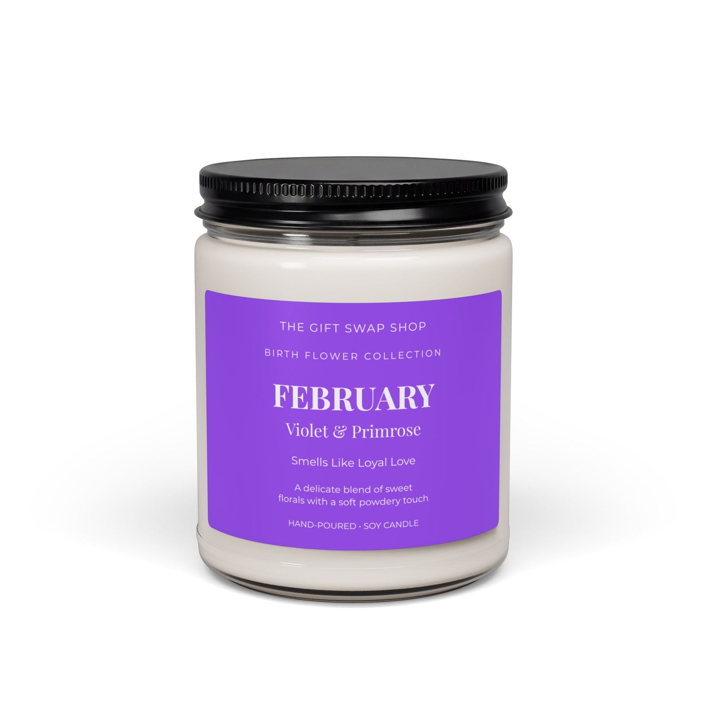 February Birth Flower Candle — Violet & Primrose Scented Soy (9oz)