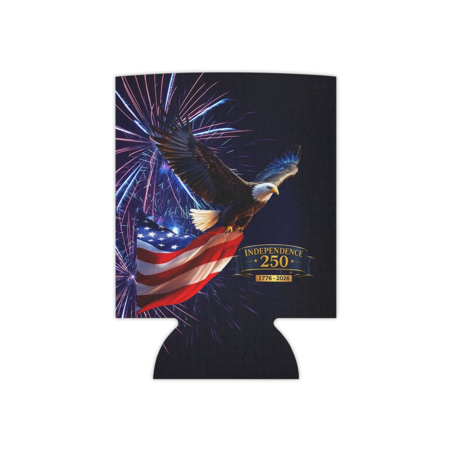 Fireworks Eagle Can Cooler – Patriotic 4th of July Beverage Sleeve