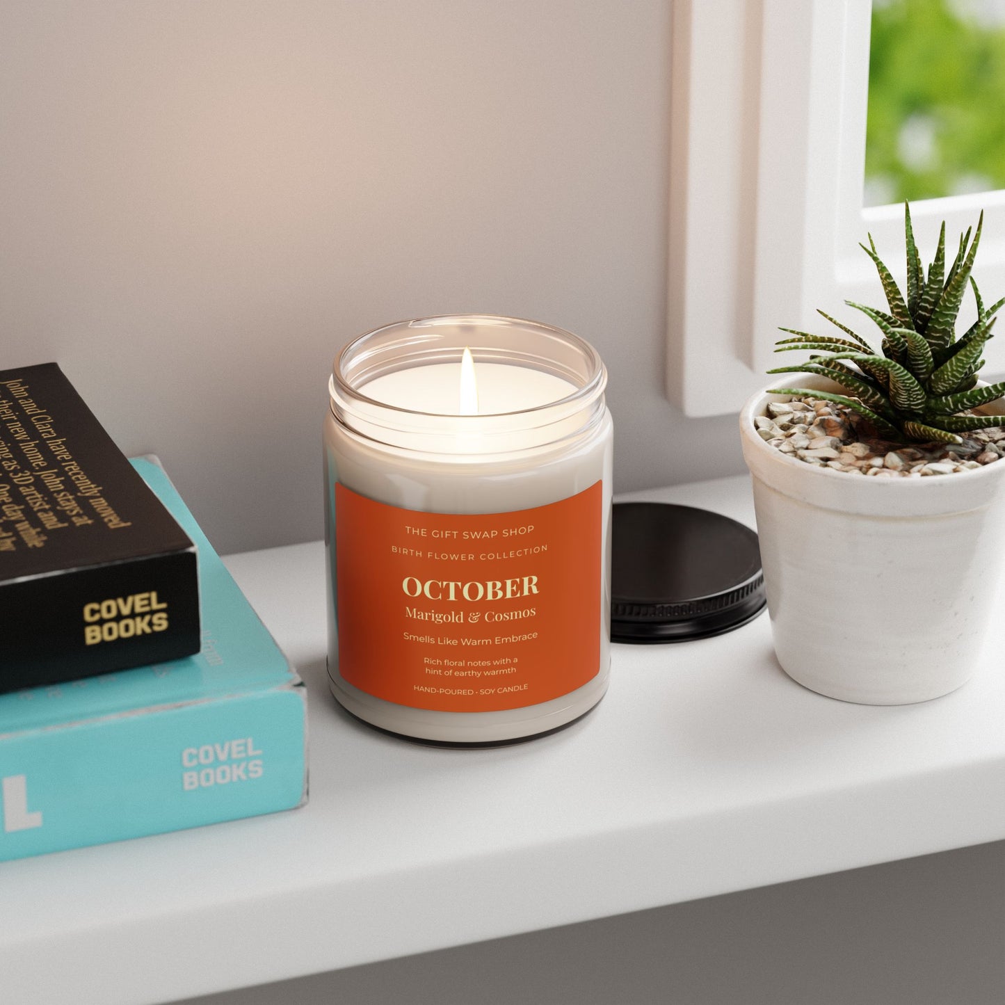October Birth Flower Marigold & Cosmos  Soy Scented Candle (9oz)