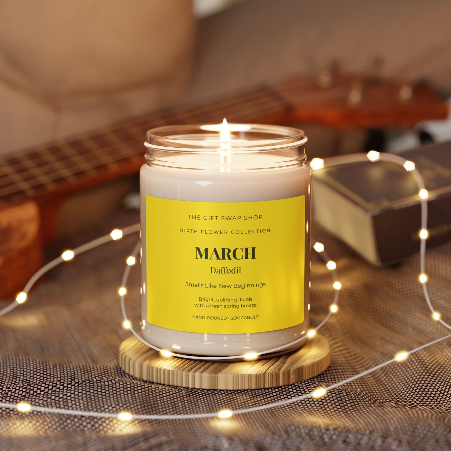 March Daffodil Scented Soy Candle — 9oz Birth Flower Candle (Smells Like New Beginnings)