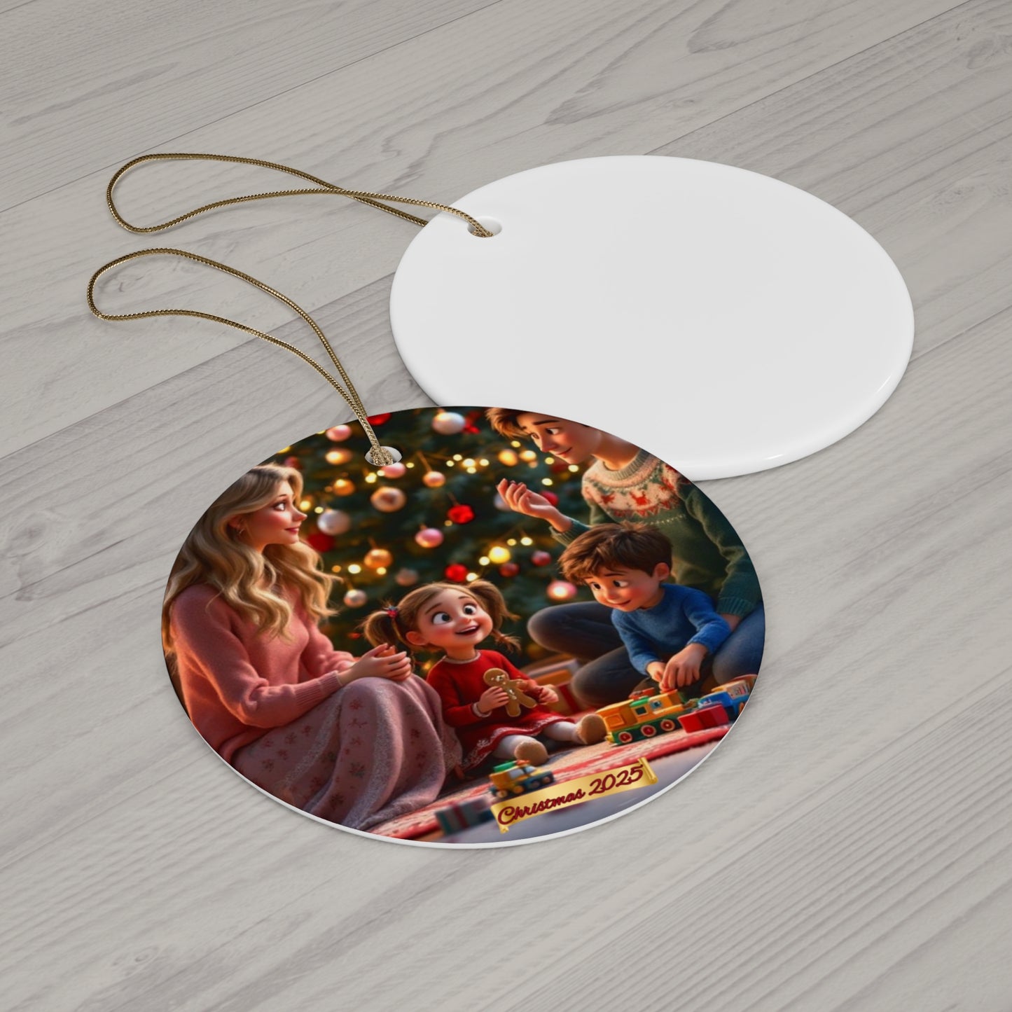 Two Moms Family of 4 Ceramic Christmas Ornament