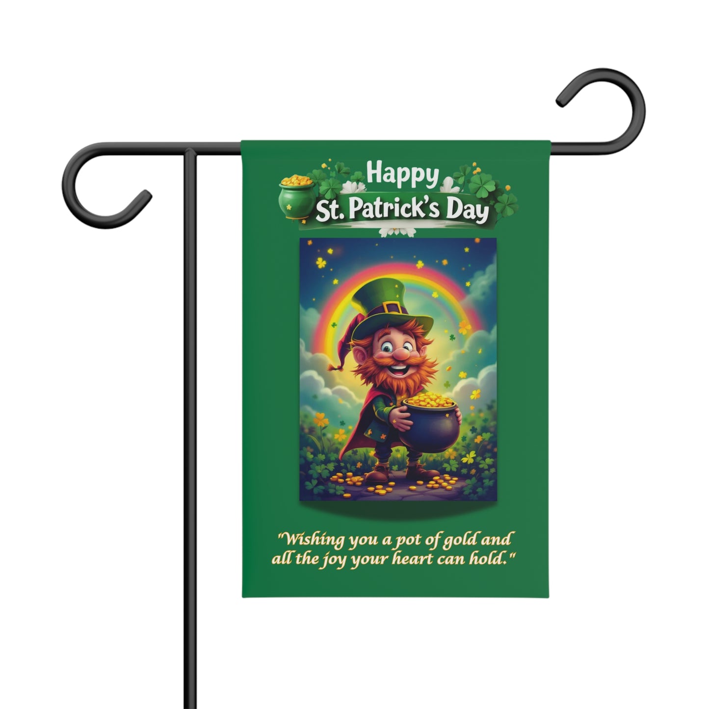 Happy St. Patrick's Day Leprechaun Garden Banner – Irish Proverb Yard Flag for Luck & Prosperity 