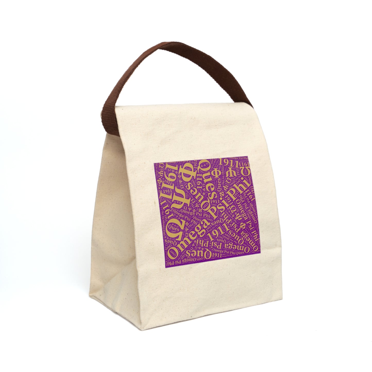 Omega Psi Phi Canvas Lunch Tote - Ques Gear (1911, Purple & Gold)