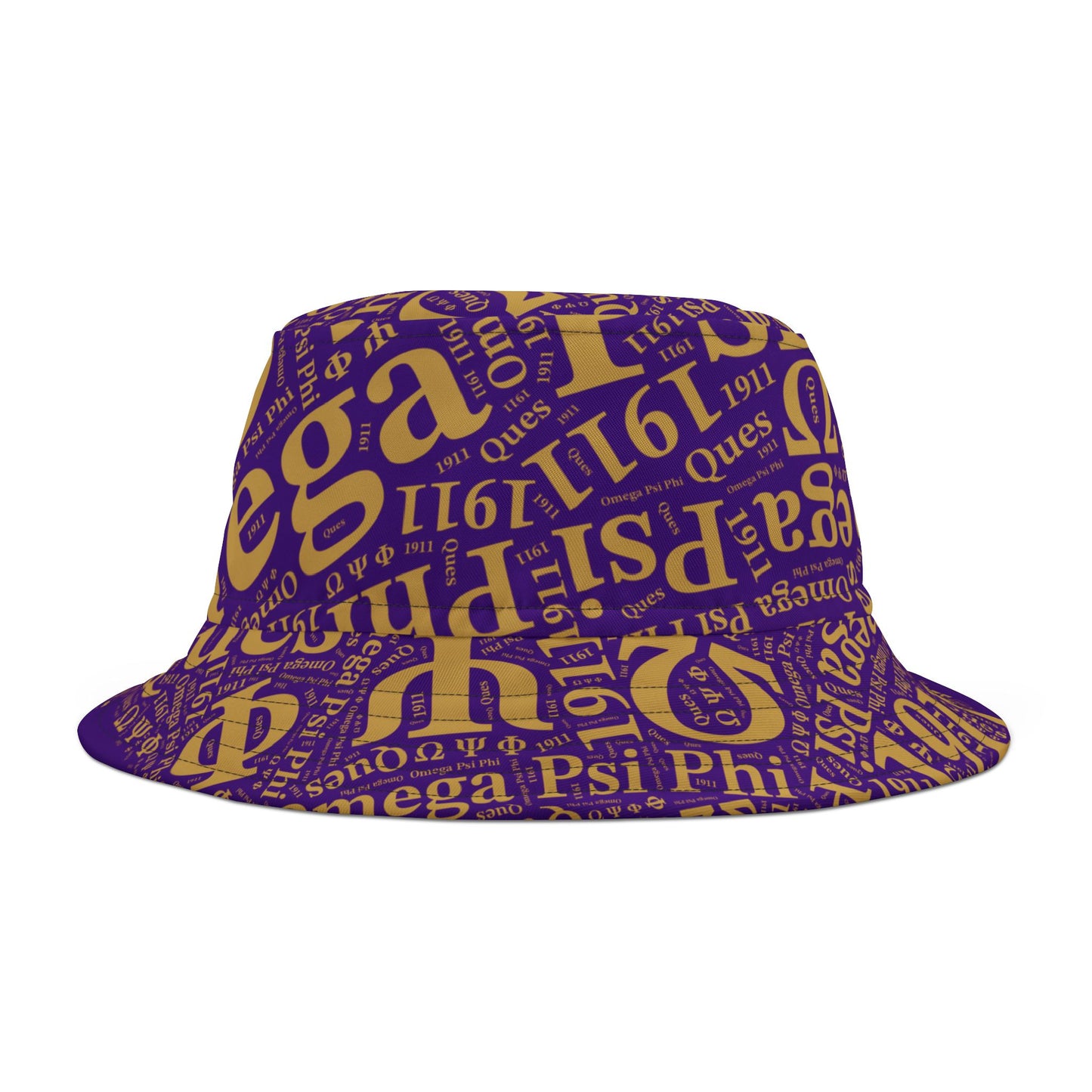 BGLO Collection Omega Psi Phi Purple & Gold Printed Bucket Hat | ΩΨΦ Bucket Hat