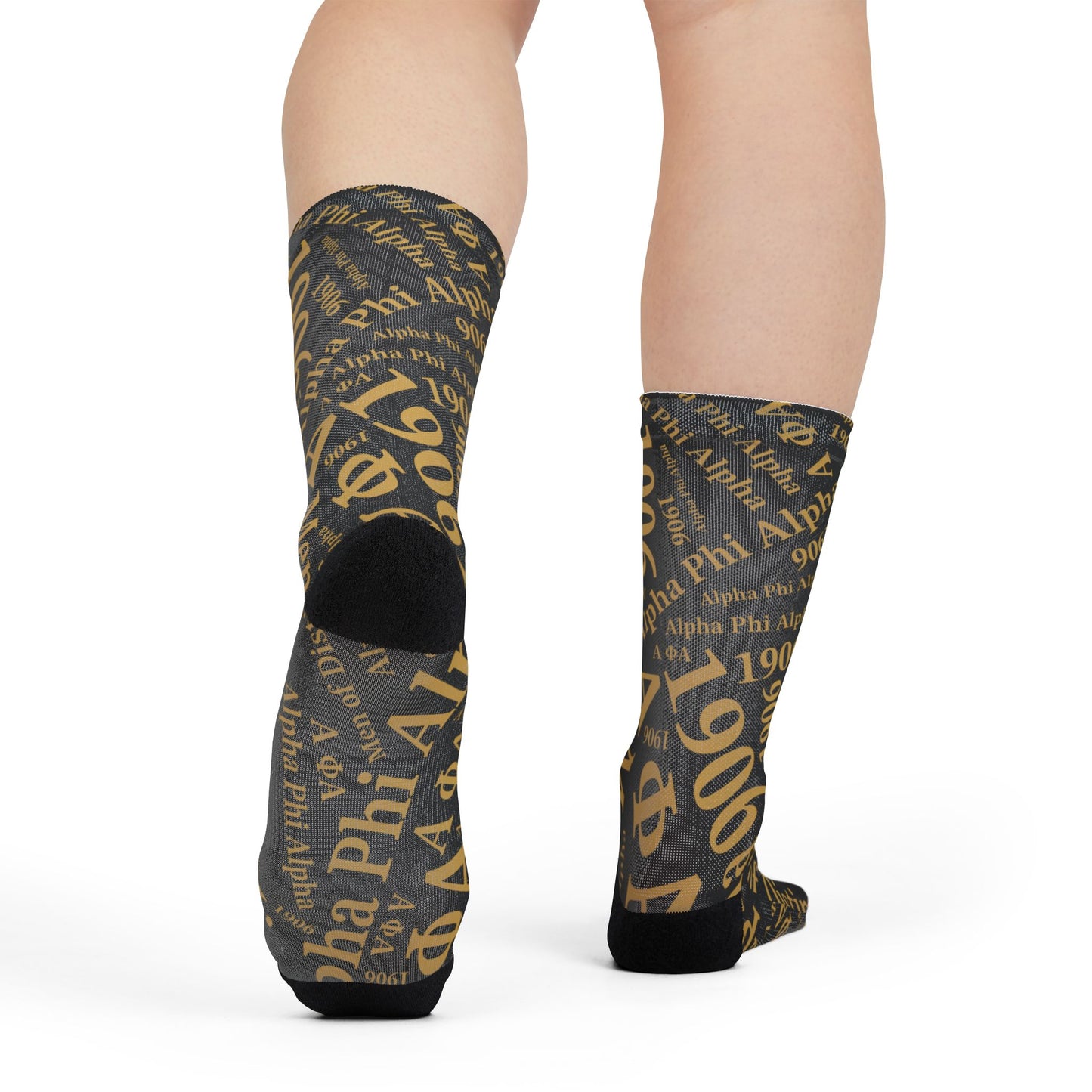 Alpha Phi Alpha 1906 Gold Pattern Sublimated Crew Socks