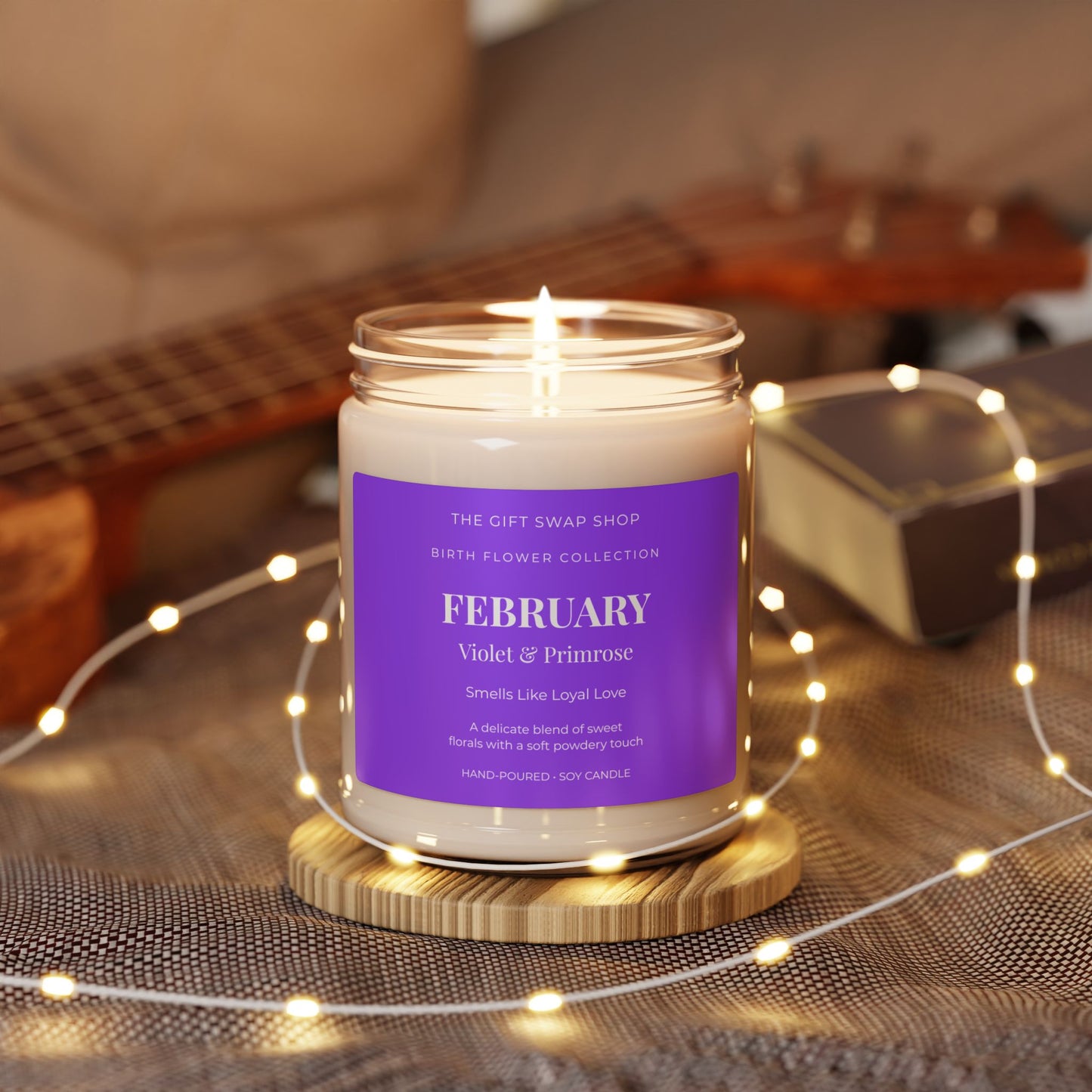 February Birth Flower Candle — Violet & Primrose Scented Soy (9oz)