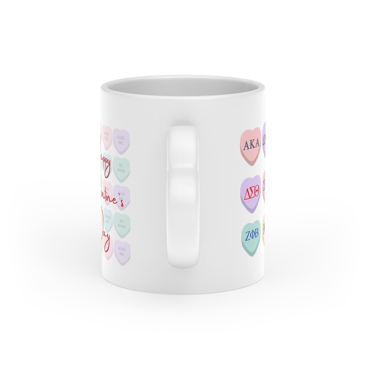 D9 Greek Letters Conversation Hearts Mug | Pastel D9 Sorority & Fraternity Gift, Divine Nine BGLO Coffee Cup, HBCU Paraphernalia