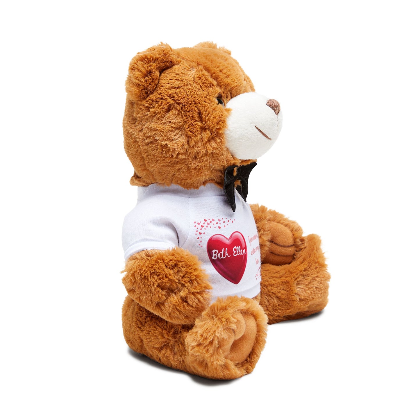 Heart Print Teddy Bear: Personalized Custom Name T-Shirt