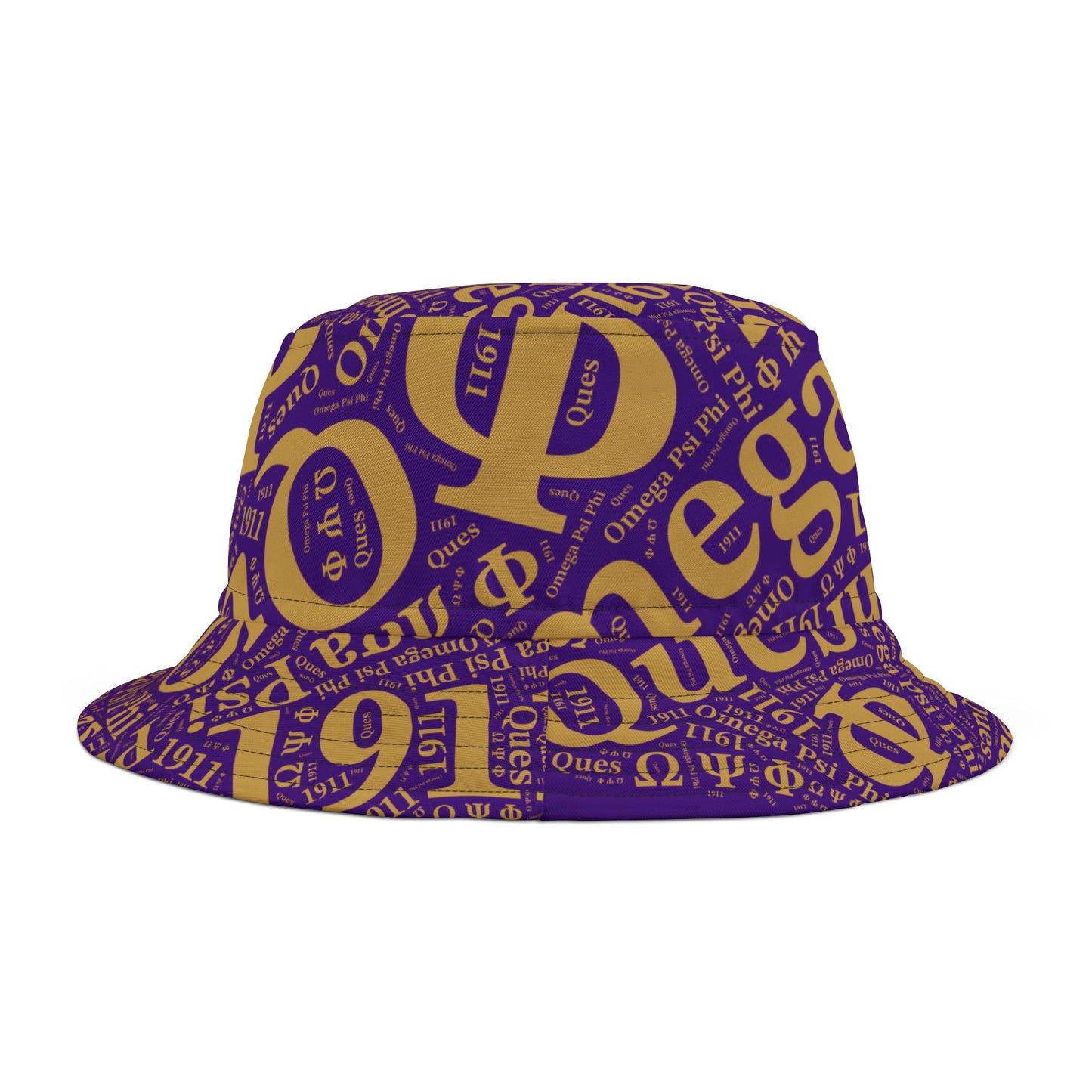 BGLO Collection Omega Psi Phi Purple & Gold Printed Bucket Hat | ΩΨΦ Bucket Hat