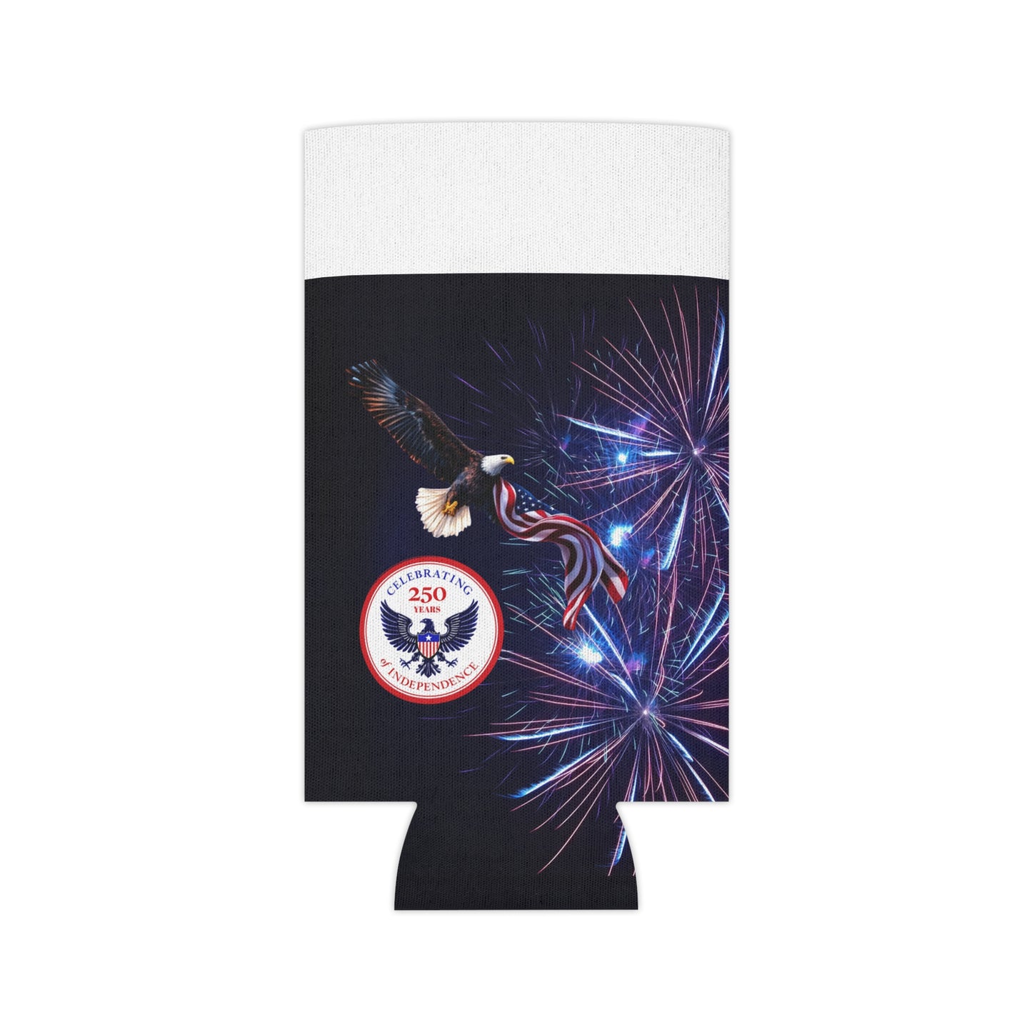 Fireworks Eagle Can Cooler – Patriotic 4th of July Beverage Sleeve