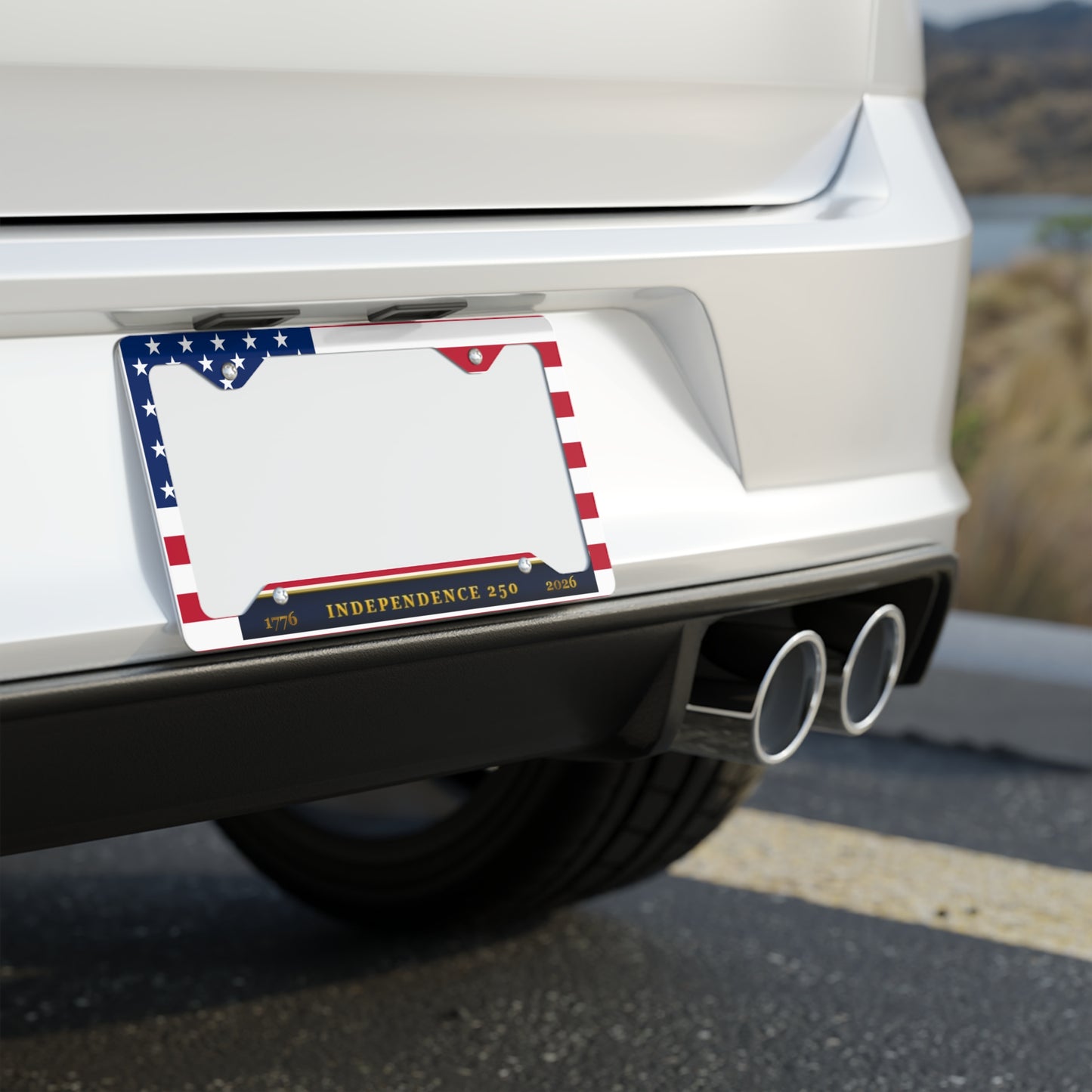 Independence 250 Stainless Metal License Plate Frame — Slim Brushed Steel Car Trim