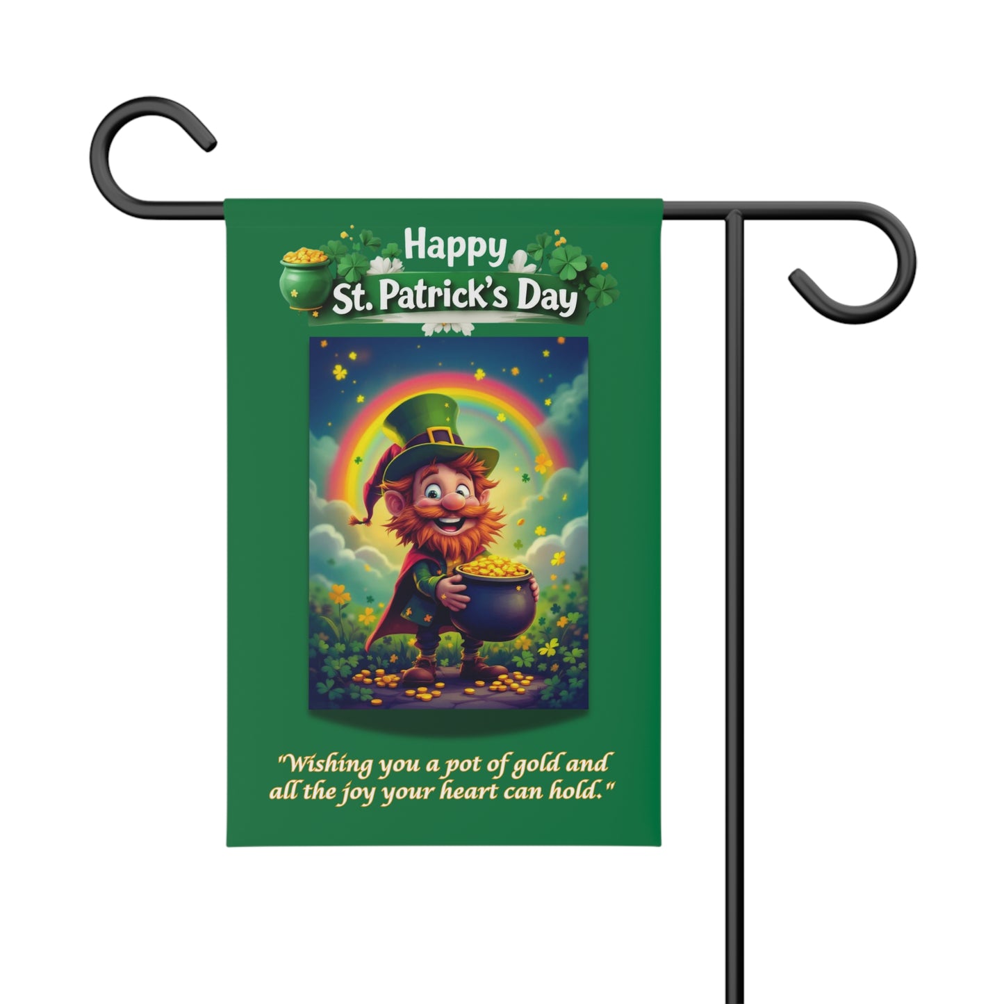 Happy St. Patrick's Day Leprechaun Garden Banner – Irish Proverb Yard Flag for Luck & Prosperity 