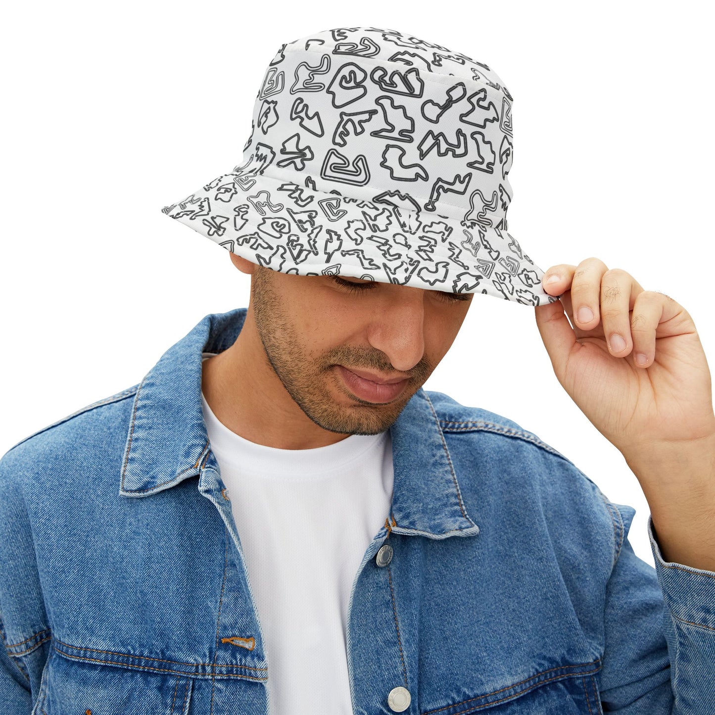 Formula 1 Racetrack Bucket Hat – White Adult Unisex Bucket Hat