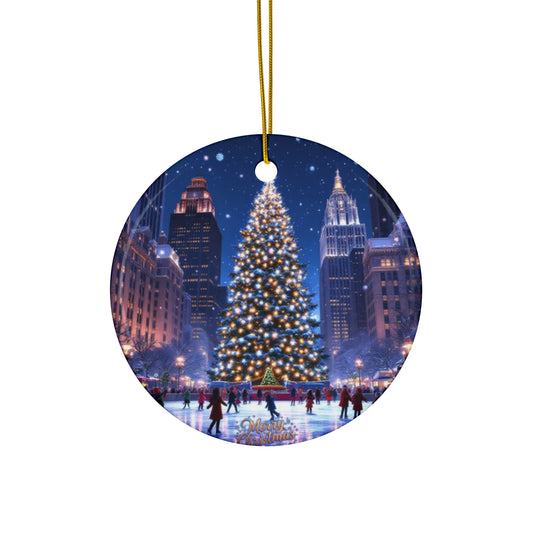 Rockefeller Center Holiday Magic Ceramic Ornament | NYC Christmas Keepsake
