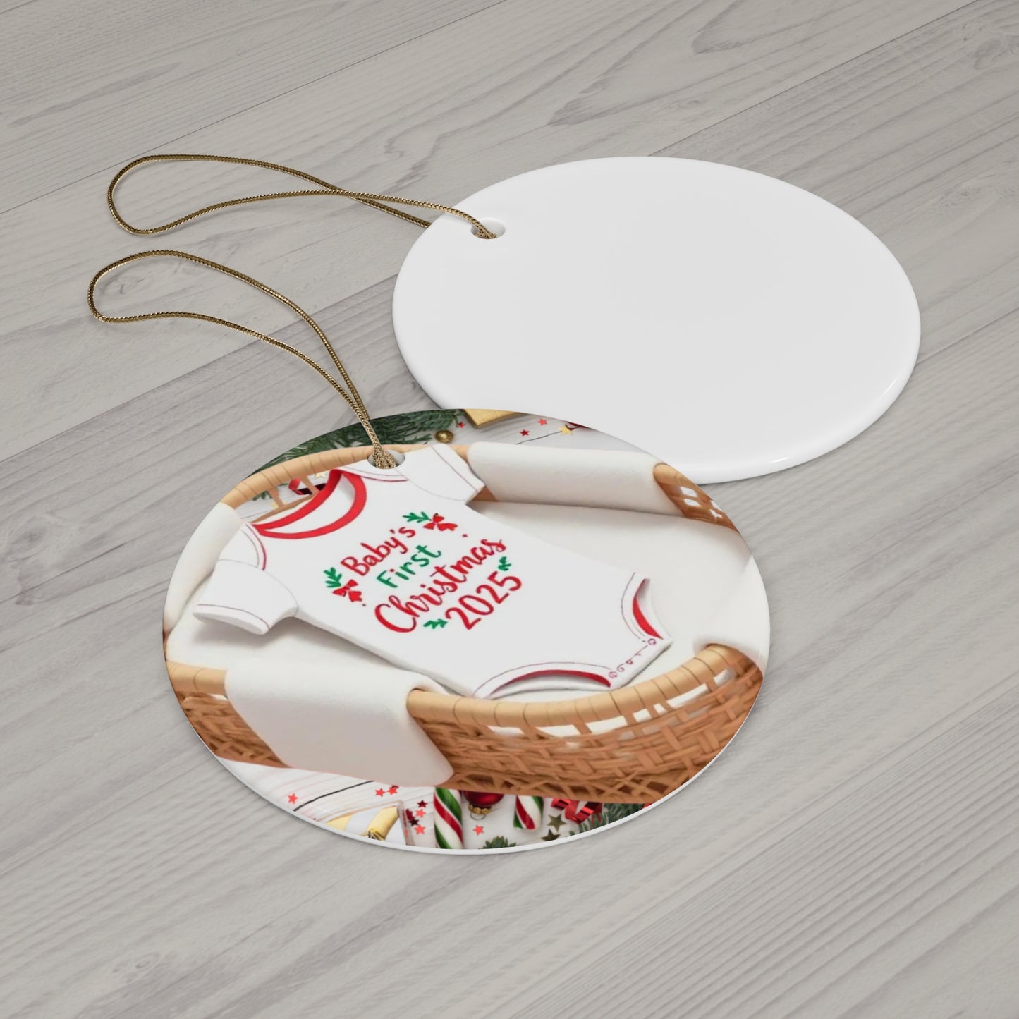 Baby's First Christmas 2025 Ceramic Ornament | Onesie Keepsake Gift