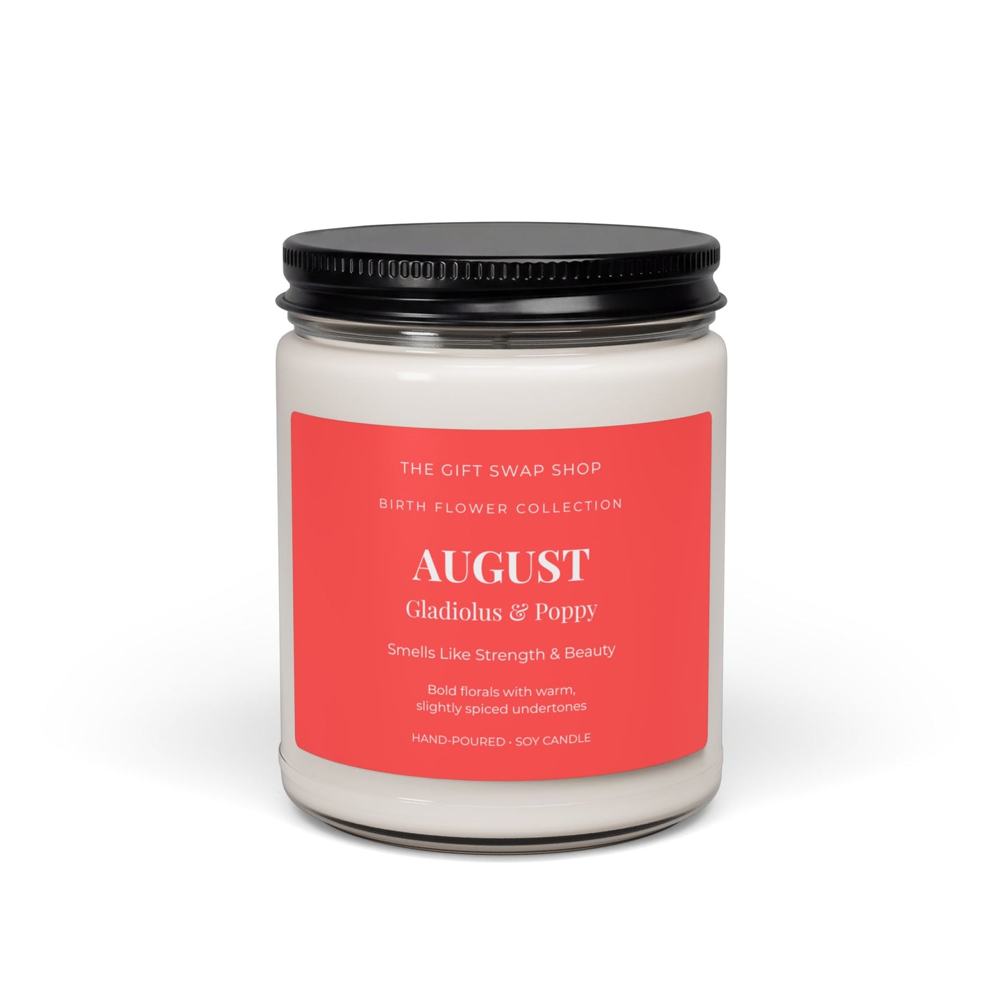August Birth Flower Soy Candle — Gladiolus & Poppy (9oz)