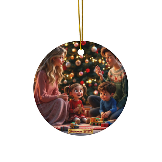 Two Moms Family of 4 Ceramic Christmas Ornament