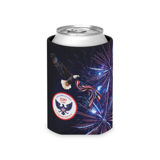 Fireworks Eagle Can Cooler – Patriotic 4th of July Beverage Sleeve