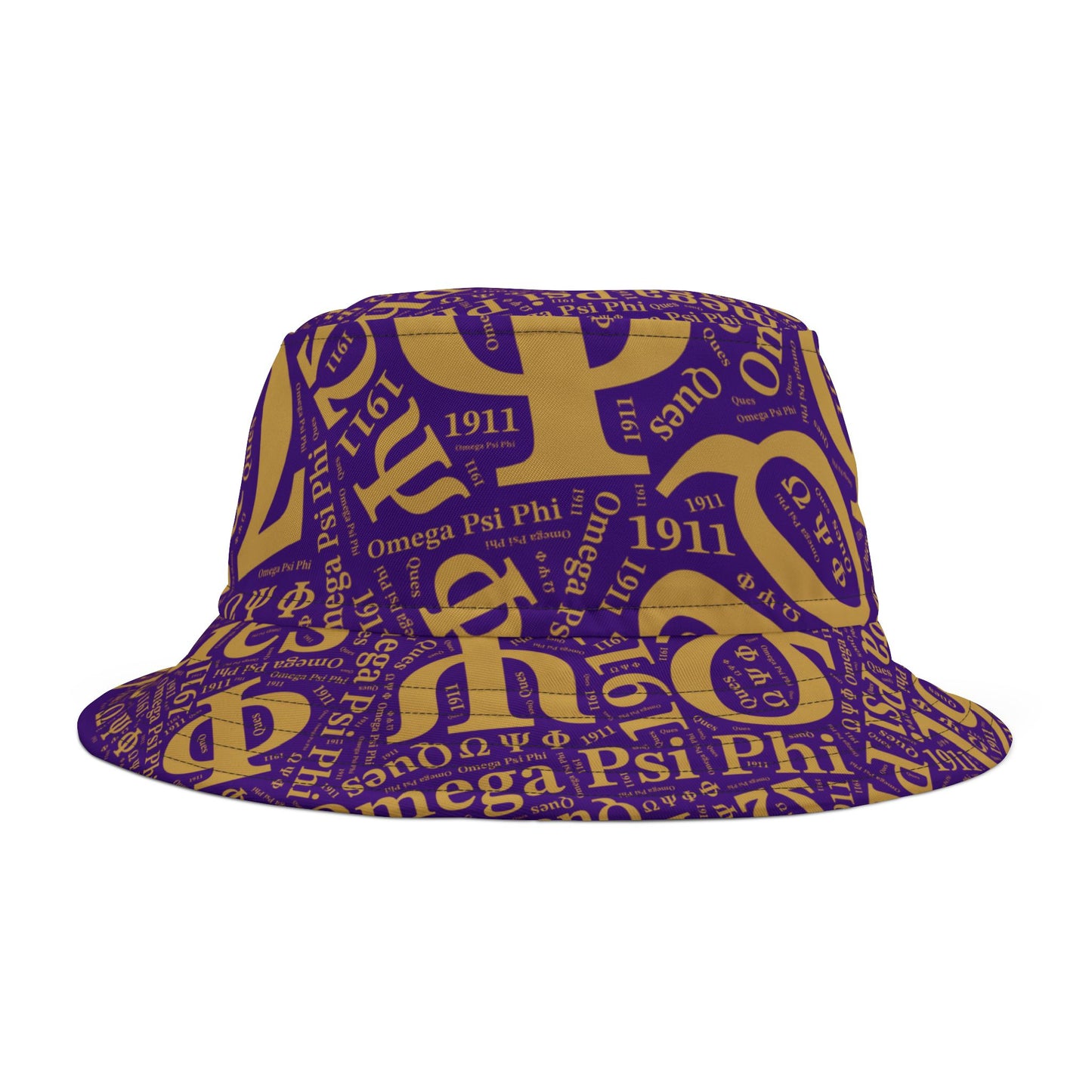 BGLO Collection Omega Psi Phi Purple & Gold Printed Bucket Hat | ΩΨΦ Bucket Hat