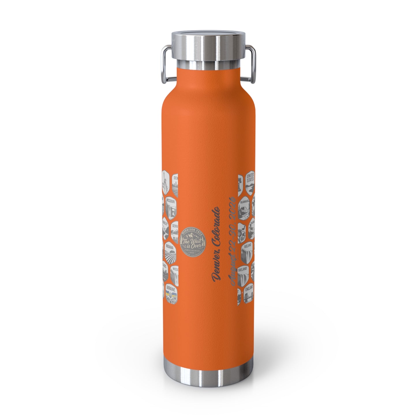 Morrison Frye Family Reunion 2026 Tumbler – “The Wait Is Over” | Custom Family Locations Edition Copper Vacuum Insulated Bottle, 22oz