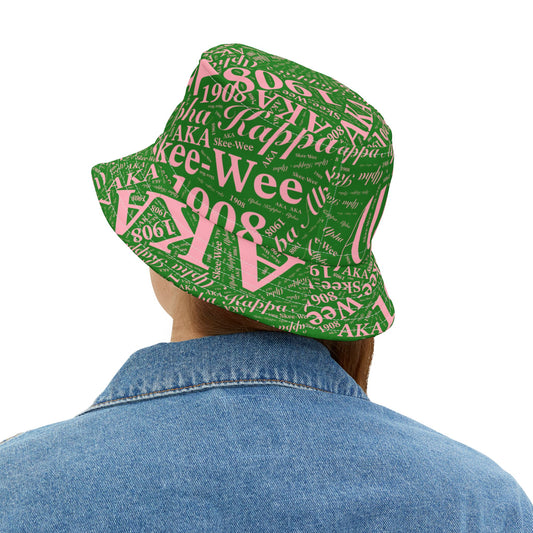 BGLO Collection Alpha Kappa Alpha (AKA) Sorority Bucket Hat |  Bucket Hat – Pink & Green Edition