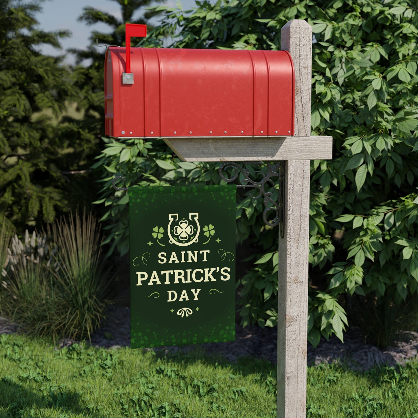 St. Patrick's Day Shamrock Garden Banner — Lucky Clover Yard Flag