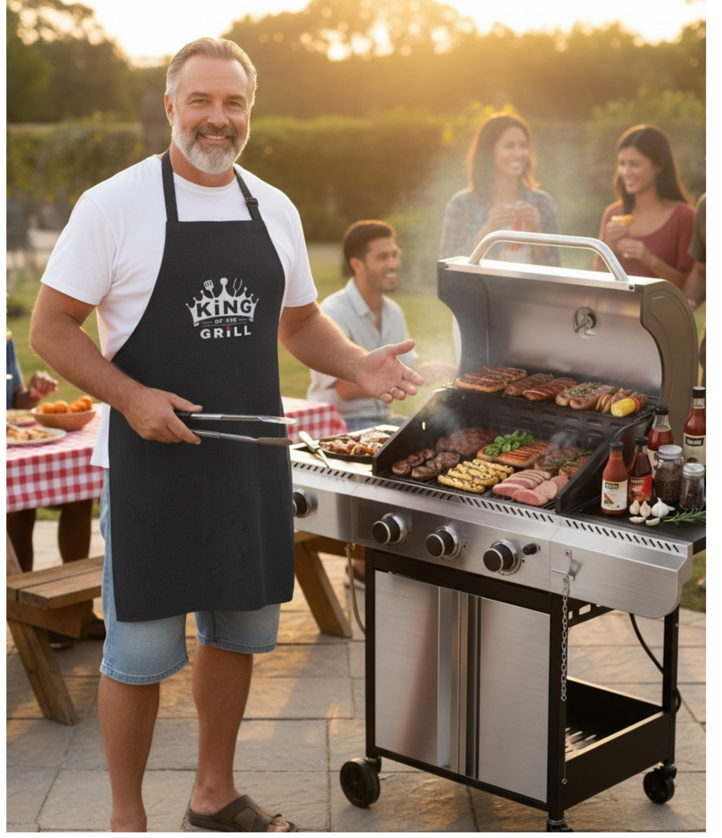 Personalized King of the Grill Apron | BBQ Crown Cooking Apron |  Grilling Gift for Dad
