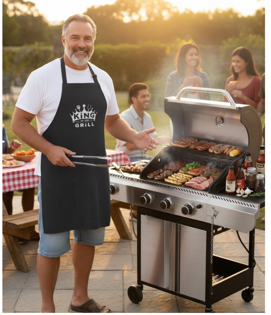 Personalized King of the Grill Apron | BBQ Crown Cooking Apron |  Grilling Gift for Dad